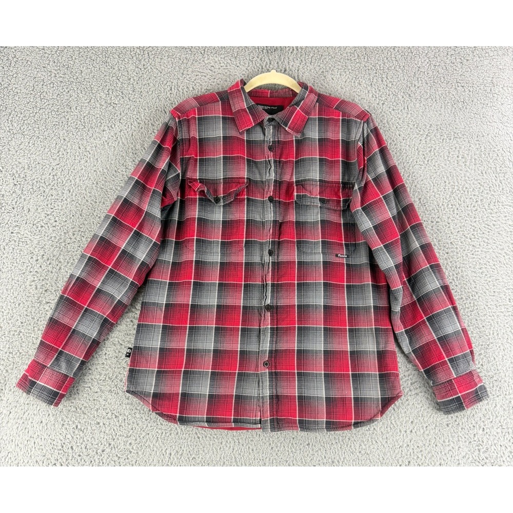 Fourstar Mens Large Red Plaid Thermal Lined Flannel Shirt Skate Streetwear